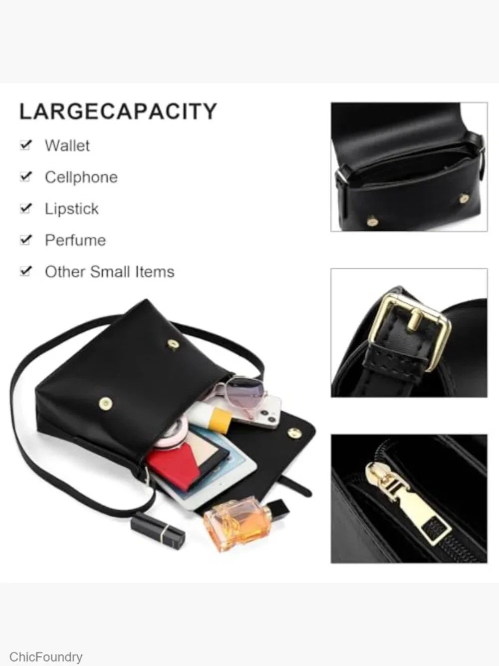 Retro Satchel Crossbody Handbag with Zipper Closure Shoulder Purse
